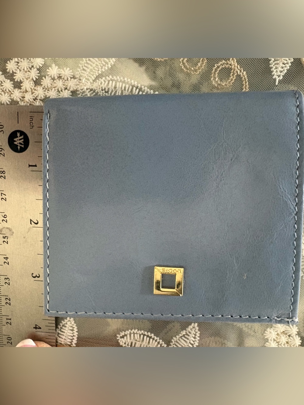 Lodis Genuine Leather Compact Bifold Wallet - Periwinkle / Slate Blue - Picture 10 of 10